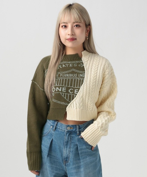 BAYFLOW(ベイフロー)の「【YOU are YOU】【スタッフ企画】クロップドニットプルオーバー(ニット/セーター・レディース・ネイビー/カーキ・FREE)」の12枚目の写真