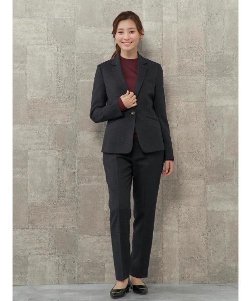 Perfect Suit FActory（パーフェクトスーツファクトリー）の「千鳥格子　メランジ調スーツ　テーパードパンツ　グレー/ネイビー（スラックス・レディース・ネイビー/グレー・9号/11号/7号/13号）」の12枚目の写真