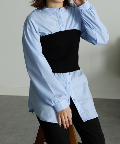 RANAN（ラナン）の「ビスチェドッキングシャツ（シャツ/ブラウス・レディース・ホワイト系/ブルー系・LL/L/M）」の19枚目の写真