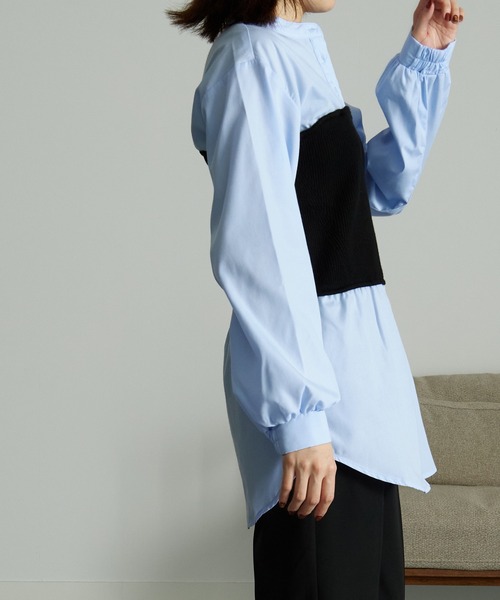 RANAN（ラナン）の「ビスチェドッキングシャツ（シャツ/ブラウス・レディース・ホワイト系/ブルー系・LL/L/M）」の20枚目の写真