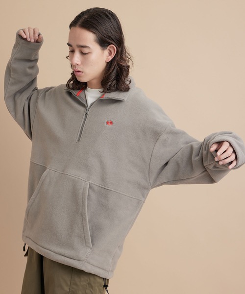 re_k by JUNRED(レクバイジュンレッド)の「re_k by JUNRED / カラーフリースハーフジッププルオーバー(スウェット・メンズ・チャコールグレー/ベージュ/オレンジ/ブルー・S/M/L)」の16枚目の写真