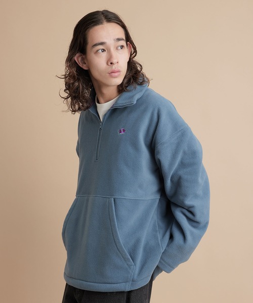 re_k by JUNRED(レクバイジュンレッド)の「re_k by JUNRED / カラーフリースハーフジッププルオーバー(スウェット・メンズ・チャコールグレー/ベージュ/オレンジ/ブルー・S/M/L)」の22枚目の写真