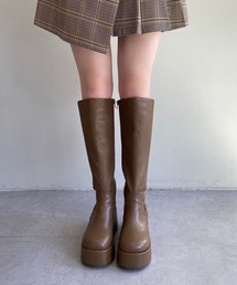 厚底サイドゴアロングブーツ