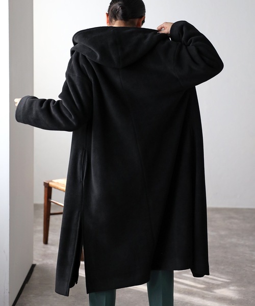 SAGA  ブラックファーコート ノーカラー sakishimatokyo ノーカラーコート コート ノーカラーショート