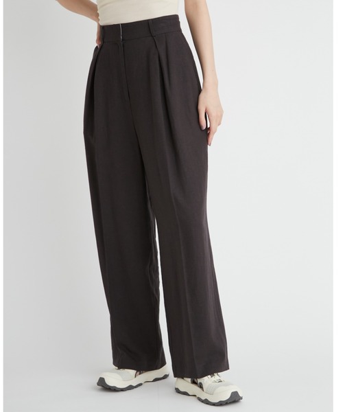 emmi（エミ）の「【emmi atelier】レーヨンリネンワイドパンツ（その他パンツ・レディース・ライトベージュ/チャコールグレー/オフホワイト・1/0）」の16枚目の写真