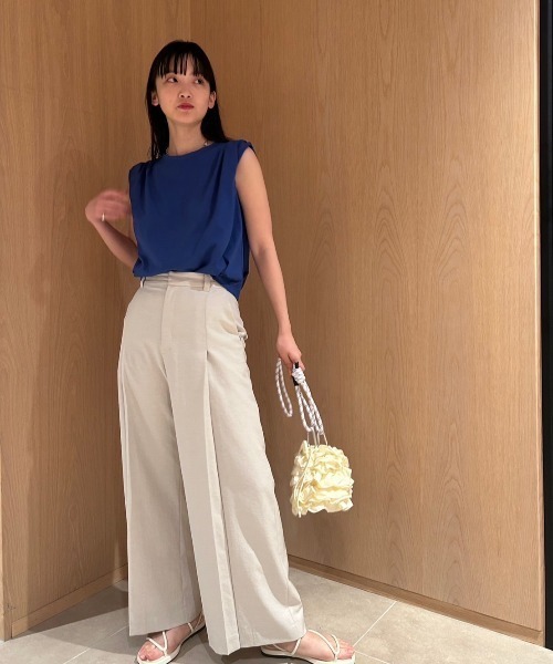 emmi（エミ）の「【emmi atelier】レーヨンリネンワイドパンツ（その他パンツ・レディース・ライトベージュ/チャコールグレー/オフホワイト・1/0）」の20枚目の写真