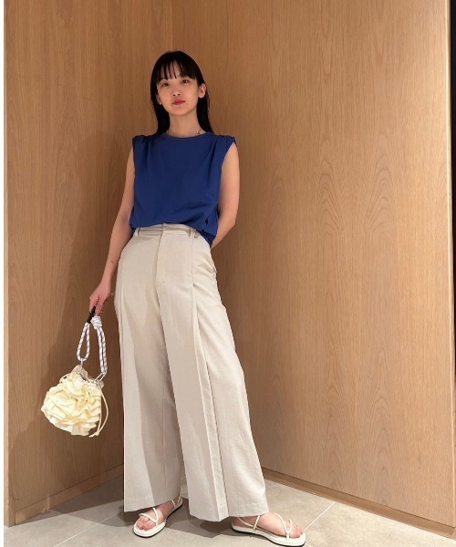 emmi（エミ）の「【emmi atelier】レーヨンリネンワイドパンツ（その他パンツ・レディース・ライトベージュ/チャコールグレー/オフホワイト・1/0）」の21枚目の写真