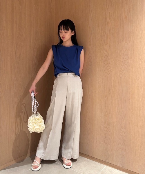 emmi（エミ）の「【emmi atelier】レーヨンリネンワイドパンツ（その他パンツ・レディース・ライトベージュ/チャコールグレー/オフホワイト・1/0）」の22枚目の写真