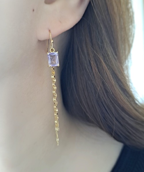 花街のお持ち物　誂えピアス両耳　天然石ルチルクオーツ　失くさないキャッチ一体型 花街のお持ち物 誂えピアス両耳 天然石ルチルクオーツ 失くさない