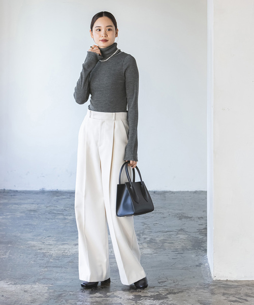 RITA(リタ)の「【RITA】タートルウールリブニット(ニット/セーター・レディース・チャコールグレー/ホワイト/レッド/ブラック・FREE)」の8枚目の写真