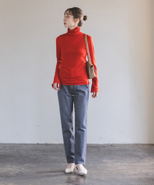 RITA(リタ)の「【RITA】タートルウールリブニット(ニット/セーター・レディース・チャコールグレー/ホワイト/レッド/ブラック・FREE)」の12枚目の写真