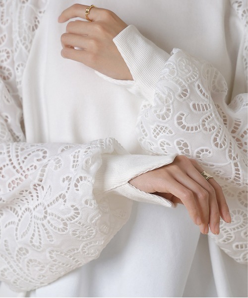 Bab バブ 袖レース スウェット トップス BAB Bab バブ 袖レース スウェット トップス : shami-dau - 通販