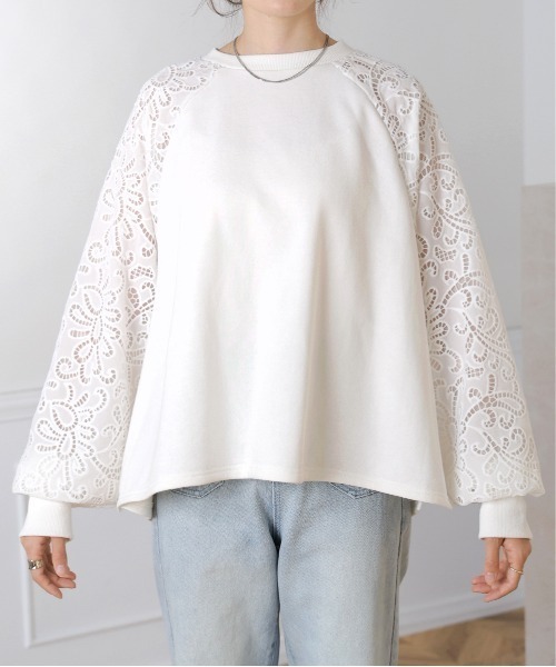 Bab バブ 袖レース スウェット トップス BAB Bab バブ 袖レース スウェット トップス : shami-dau - 通販