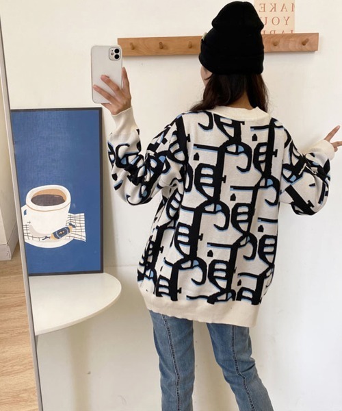 Miniministore(ミニミニストア)の「ジャガード柄ニットトップス 長袖韓国秋冬(ニット/セーター・レディース・ブラウン/ブラック・フリー)」の7枚目の写真