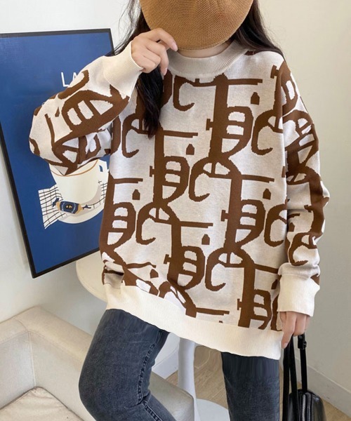 Miniministore(ミニミニストア)の「ジャガード柄ニットトップス 長袖韓国秋冬(ニット/セーター・レディース・ブラウン/ブラック・フリー)」の9枚目の写真