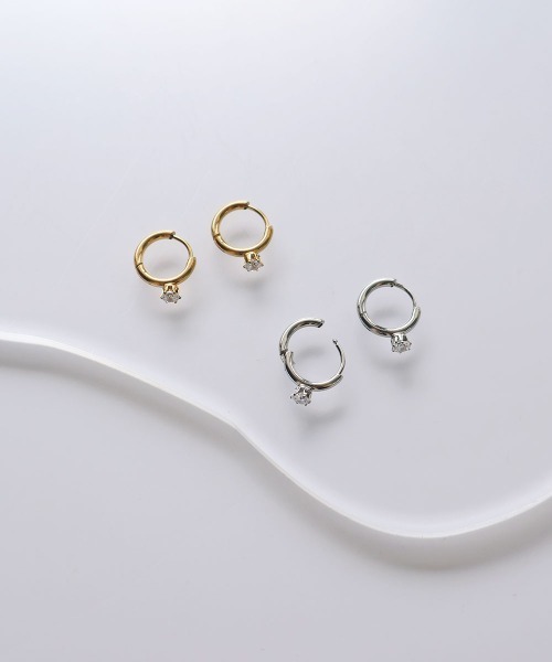 セール】【金属アレルギー対応】 ジルコニア ミニフープピアス