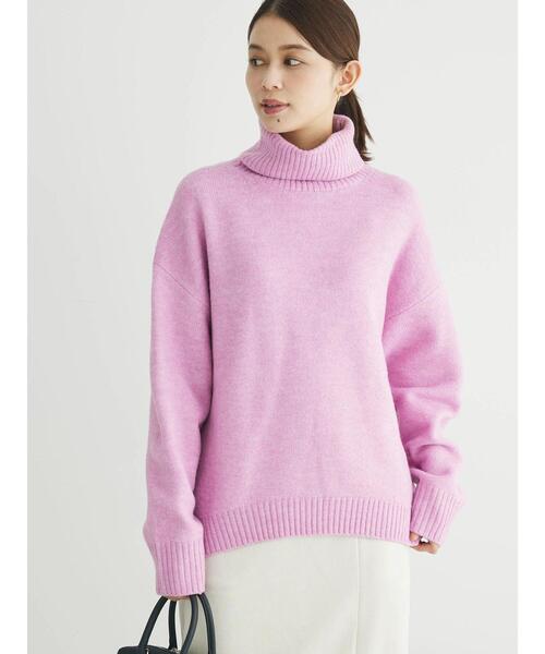 Green　Parks（グリーンパークス）の「fuwaっとメランジタートルニットプルオーバー（ニット/セーター・レディース・ピンク/サックスブルー/ライトベージュ/グレー・FREE）」の18枚目の写真