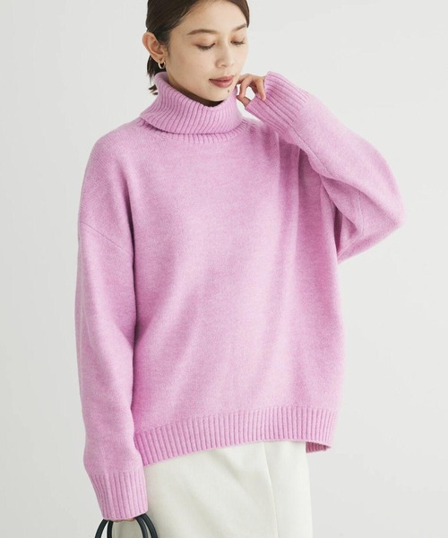 Green　Parks（グリーンパークス）の「fuwaっとメランジタートルニットプルオーバー（ニット/セーター・レディース・ピンク/サックスブルー/ライトベージュ/グレー・FREE）」の4枚目の写真