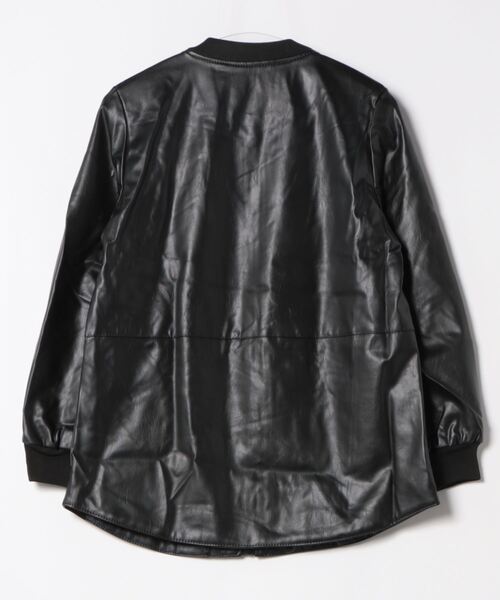 LAUTRE COTE(ロウトレコウト)の「PUレザーMA-1ロングジャケット(ノーカラージャケット・レディース・ブラウン/ブラック・LARGE/MEDIUM)」の5枚目の写真