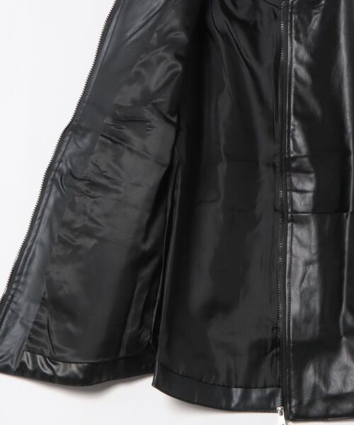 LAUTRE COTE(ロウトレコウト)の「PUレザーMA-1ロングジャケット(ノーカラージャケット・レディース・ブラウン/ブラック・LARGE/MEDIUM)」の6枚目の写真