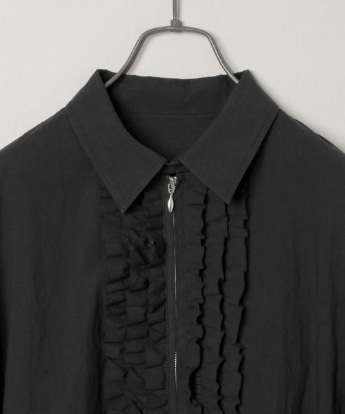 JEANASIS（ジーナシス）の「フロントフリルドロストショートシャツ/106505（シャツ/ブラウス・レディース・ホワイト/ブラック・FREE）」の7枚目の写真