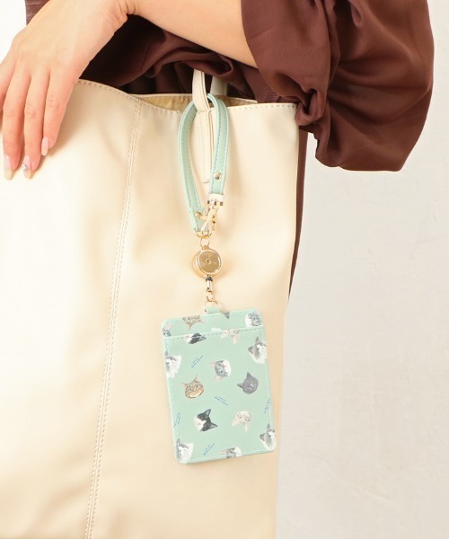 salle de bal（サルデバル）の「polka polka / ポルカポルカ ネコ柄 パスケース IDケース リール付きパスケース UCHINOKO PASS SDI（パスケース・レディース・ピンク/グリーン/ブラック/アイボリー・FREE）」の3枚目の写真