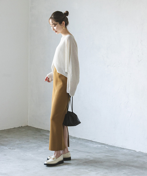 Noble(ノーブル)の「《追加》ペーパーヤーン カノコショート丈プルオーバー(ニット/セーター・レディース・ブラック/アイボリー/ライトグレー/グリーン・FREE)」の13枚目の写真