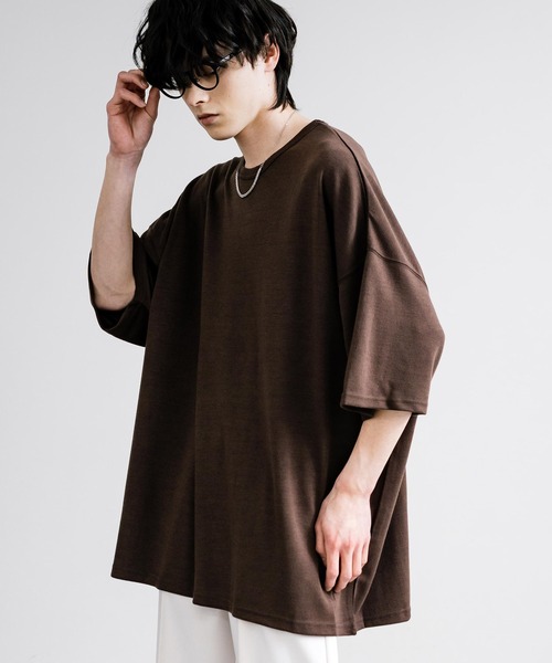 Rocky Monroe(ロッキーモンロー)の「オーバーサイズTRスムスTシャツ(Tシャツ/カットソー・メンズ・ベージュ/チャコール/ネイビー/ブラウン/キャメル/グリーン/ホワイト/ブルーグレー/ブラック/ワイン/グレー・FREE)」の7枚目の写真