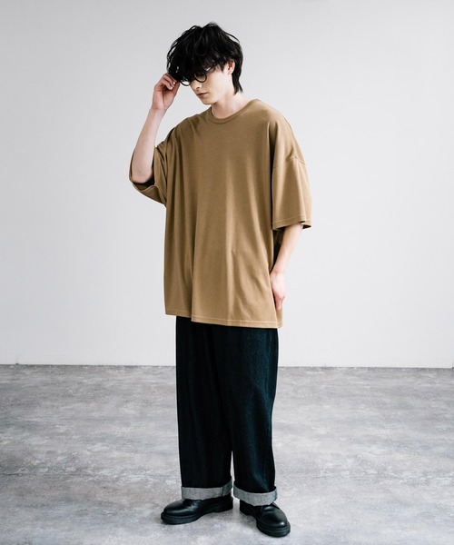 Rocky Monroe(ロッキーモンロー)の「オーバーサイズTRスムスTシャツ(Tシャツ/カットソー・メンズ・ベージュ/チャコール/ネイビー/ブラウン/キャメル/グリーン/ホワイト/ブルーグレー/ブラック/ワイン/グレー・FREE)」の21枚目の写真