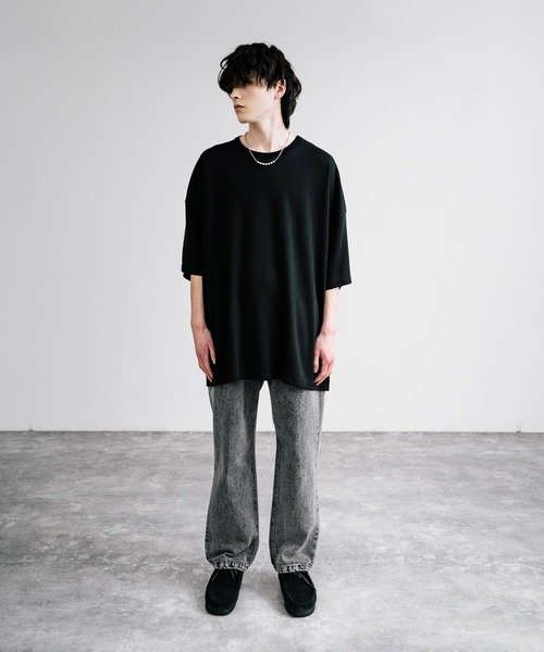 Rocky Monroe(ロッキーモンロー)の「オーバーサイズTRスムスTシャツ(Tシャツ/カットソー・メンズ・ベージュ/チャコール/ネイビー/ブラウン/キャメル/グリーン/ホワイト/ブルーグレー/ブラック/ワイン/グレー・FREE)」の13枚目の写真