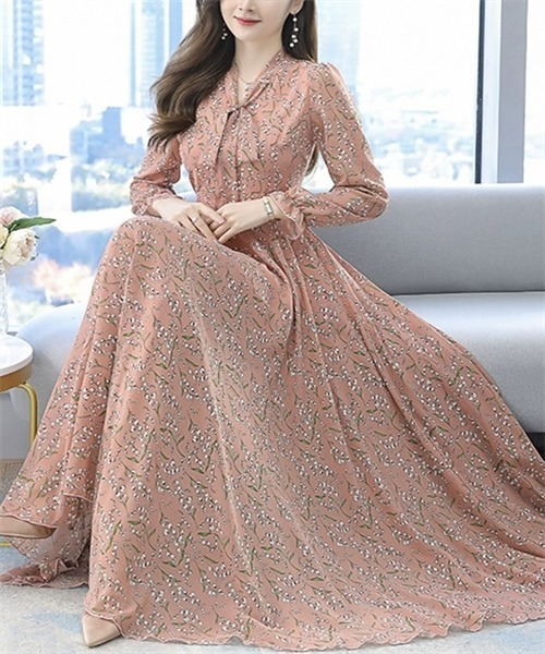 Dream garden(ドリームガーデン)の「リボンタイ花柄ワンピース(ワンピース・レディース・ホワイト/ピンク/ブラック・M/L/XL)」の13枚目の写真