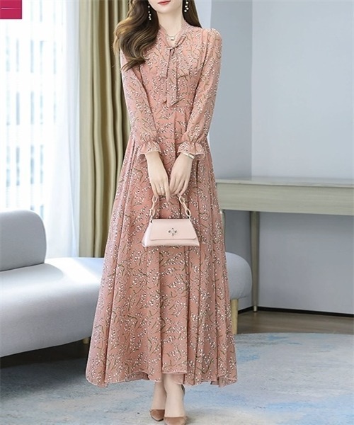 Dream garden(ドリームガーデン)の「リボンタイ花柄ワンピース(ワンピース・レディース・ホワイト/ピンク/ブラック・M/L/XL)」の11枚目の写真