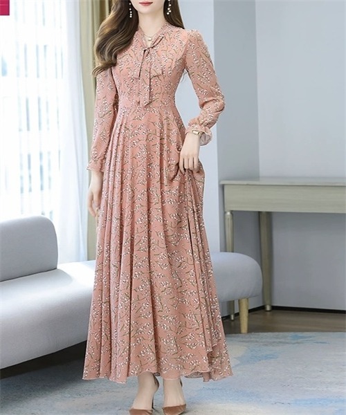 Dream garden(ドリームガーデン)の「リボンタイ花柄ワンピース(ワンピース・レディース・ホワイト/ピンク/ブラック・M/L/XL)」の12枚目の写真