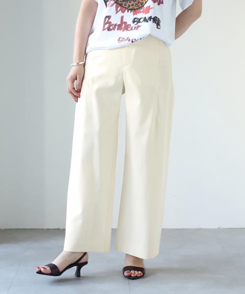 VERMEIL par iena(ヴェルメイユパーイエナ)の「P/Rツイル ワイドパンツ(その他パンツ・レディース・ブラック/アイボリー・36/38/40)」の2枚目の写真