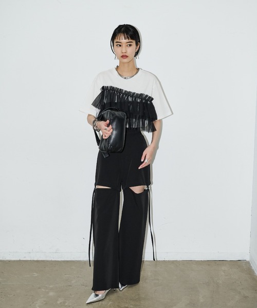 AIC. エーアイシー シースルー切替トップス/センタースリットスラックス AIC. OFFICIAL | 【ドレスシーンスタイリング】 ◻︎シースルー