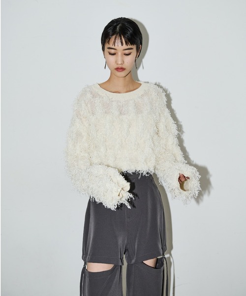 AIC.(エーアイシー)の「2WAYカットアウトセパレートワイドパンツ(スラックス・レディース・ブラック/アイボリー/チャコールグレー・FREE)」の16枚目の写真