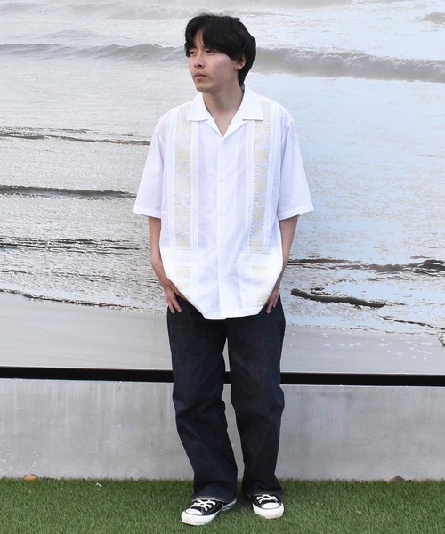 ムラサキスポーツ(ムラサキスポーツ)の「【ムラサキスポーツ限定】DEAR LAUREL/ディアローレル キューバシャツ/半袖シャツ オーバーサイズ D24S2404(シャツ/ブラウス・メンズ・グレー/ホワイト/ブラック・L/M)」の6枚目の写真