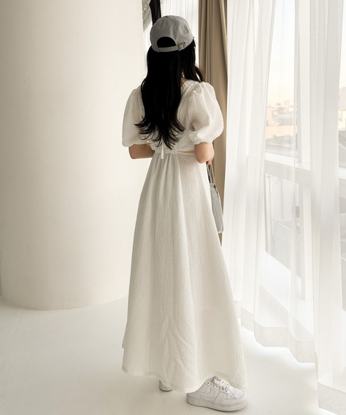 Heather（ヘザー）の「パフスリーブカットアウトワンピース（半袖）　113124（ワンピース・レディース・ブラック/オフホワイト/ブラック系その他/ブラック系/ホワイト系・S/M）」の16枚目の写真