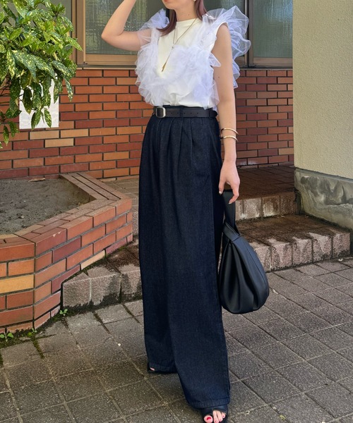 y/m by misato（イムバイミサト）の「デニムタックワイドパンツ