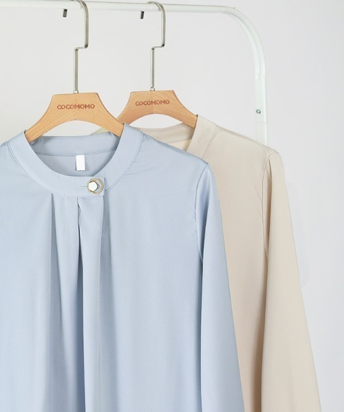 セール】リングボタンディティールタックブラウス きれいめ タック