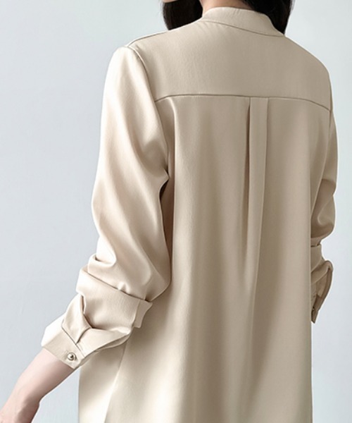 セール】リングボタンディティールタックブラウス きれいめ タック