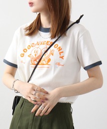spiritoso さくらんぼプリント リンガーTシャツ