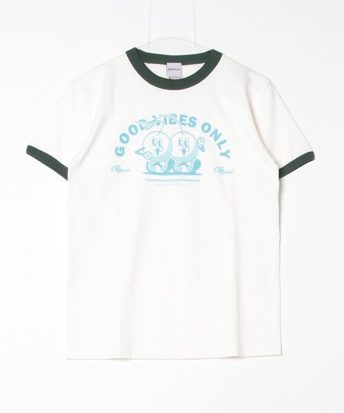 spiritoso(スピリトーゾ)の「spiritoso さくらんぼプリント リンガーTシャツ(Tシャツ/カットソー・レディース・グリーン/ネイビー/ブラック・F)」の15枚目の写真