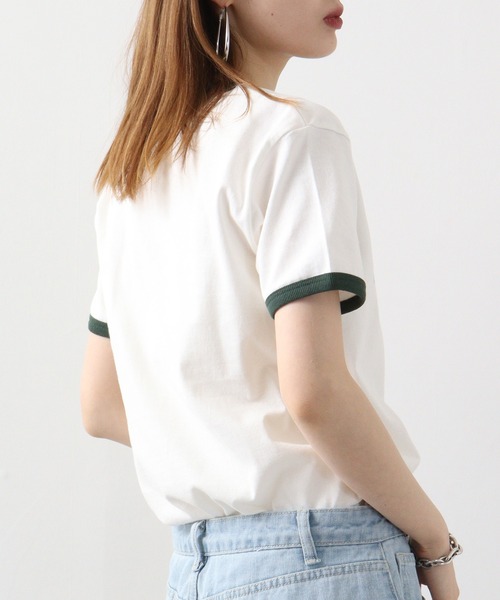 spiritoso(スピリトーゾ)の「spiritoso さくらんぼプリント リンガーTシャツ(Tシャツ/カットソー・レディース・グリーン/ネイビー/ブラック・F)」の8枚目の写真