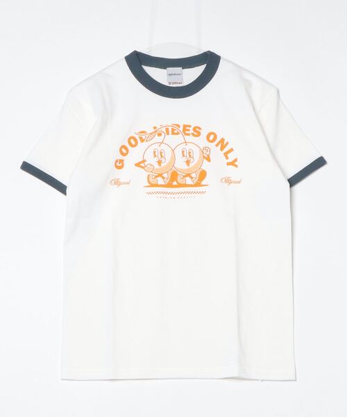 spiritoso(スピリトーゾ)の「spiritoso さくらんぼプリント リンガーTシャツ(Tシャツ/カットソー・レディース・グリーン/ネイビー/ブラック・F)」の16枚目の写真