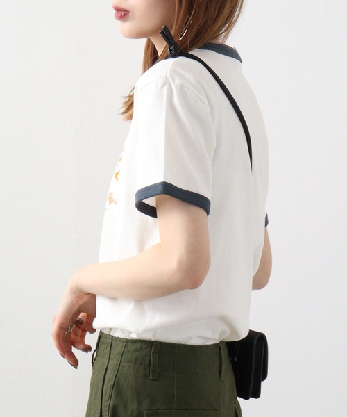 spiritoso(スピリトーゾ)の「spiritoso さくらんぼプリント リンガーTシャツ(Tシャツ/カットソー・レディース・グリーン/ネイビー/ブラック・F)」の11枚目の写真