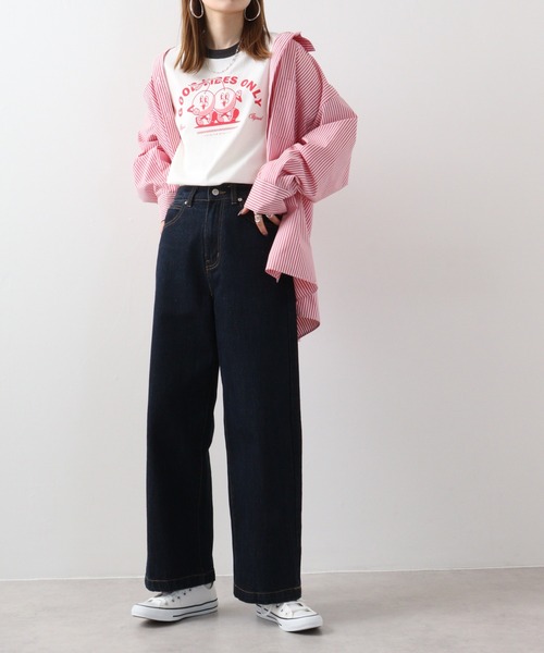 spiritoso(スピリトーゾ)の「spiritoso さくらんぼプリント リンガーTシャツ(Tシャツ/カットソー・レディース・グリーン/ネイビー/ブラック・F)」の21枚目の写真