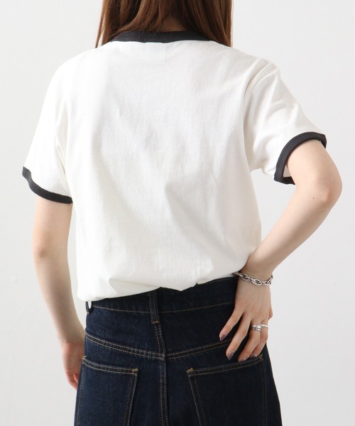 spiritoso(スピリトーゾ)の「spiritoso さくらんぼプリント リンガーTシャツ(Tシャツ/カットソー・レディース・グリーン/ネイビー/ブラック・F)」の19枚目の写真