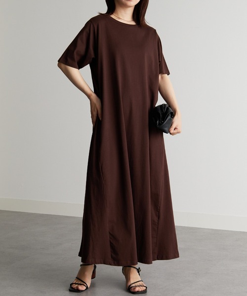 RANAN(ラナン)の「<Beautiful Cotton>ひんやり!UVカットポケット付マキシワンピース(ロング丈)(ワンピース・レディース・チャコール/ライトグレー/ダークブラウン/クリアグリーン/ブラック/オレンジ系/グレイッシュブルー/ネイビー・LL/L/M)」の5枚目の写真