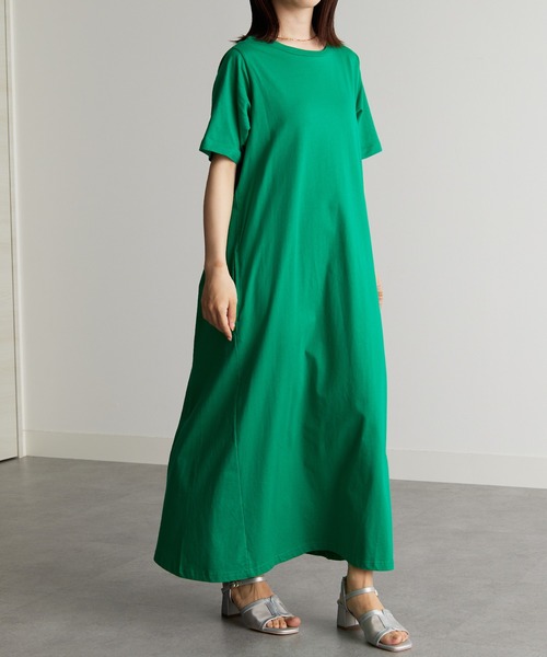 【関税込み】Baserange グリーン Loulou マキシワンピース セール】＜Beautiful Cotton＞ひんやり！UVカットポケット付